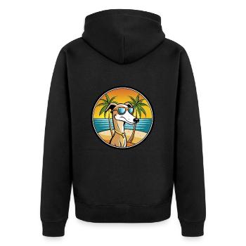 Vieux lévrier croate race de chien dessin animé plage - Veste à capuche bio Premium Unisexe - noir - Dos - Nico (187cm)
