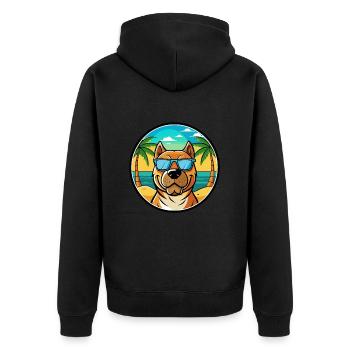 Perro De Presa Canario Hunderasse Cartoon Strand - Unisex Premium Bio Zip Hoodie - Schwarz - Hinten - Nico (187cm)