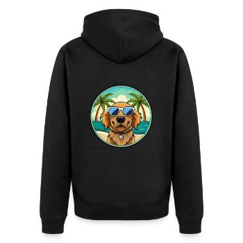 Picardy Spaniel Dog Breed Cartoon Sunglasses Beach - Unisex Premium Organic Zip Hoodie - black - Back - Nico (187cm)