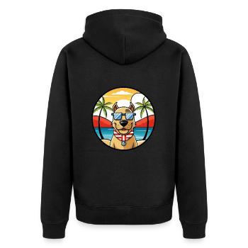 Norwegischer Windhund Rasse Cartoon Sonnenbrille Strand - Unisex Premium Bio Zip Hoodie - Schwarz - Hinten - Nico (187cm)