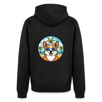 Pembroke Welsh Corgi Dog Breed Cartoon Sunglasses - Unisex Premium Organic Zip Hoodie - black - Back - Nico (187cm)