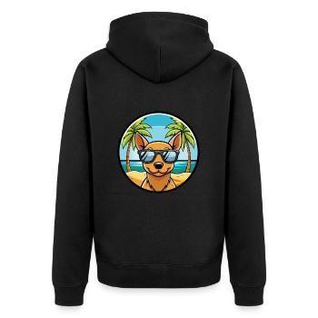 Peruanische haarlose Hunderasse Cartoon Sonnenbrille Strand - Unisex Premium Bio Zip Hoodie - Schwarz - Hinten - Nico (187cm)