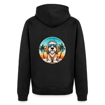 Petit Basset Griffon Vendeen Hunderasse Karikatur - Unisex Premium Bio Zip Hoodie - Schwarz - Hinten - Nico (187cm)