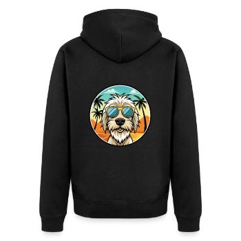 Spinone Italiano Dog Breed Cartoon Sunglass Beach - Unisex Premium Organic Zip Hoodie - black - Back - Nico (187cm)