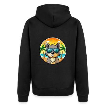 Schipperke Dog Breed Cartoon Sunglasses Beach - Unisex Premium Organic Zip Hoodie - black - Back - Nico (187cm)