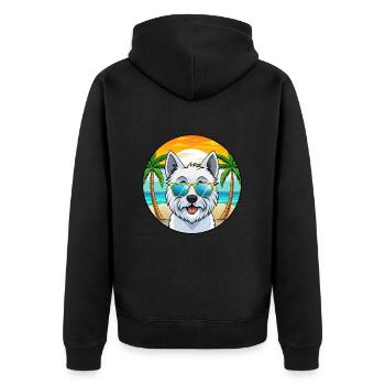 West Highland Terrier Dog Breed Cartoon Sunglasses - Unisex Premium Organic Zip Hoodie - black - Back - Nico (187cm)
