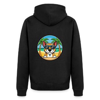 Serbischer dreifarbiger Laufhund Rasse Cartoon Strand - Unisex Premium Bio Zip Hoodie - Schwarz - Hinten - Nico (187cm)