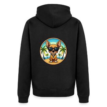 Russian Toy Terrier Dog Breed Cartoon Sunglasses - Unisex Premium Organic Zip Hoodie - black - Back - Nico (187cm)