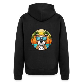 Staffordshire Bull Terrier Dog Breed Cartoon Beach - Unisex Premium Organic Zip Hoodie - black - Back - Nico (187cm)