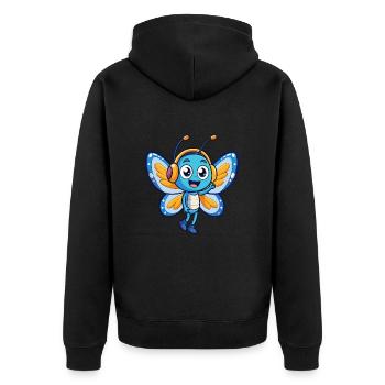Papillon Drôle Dessin Animé Personnage Casque Musique - Veste à capuche bio Premium Unisexe - noir - Dos - Nico (187cm)
