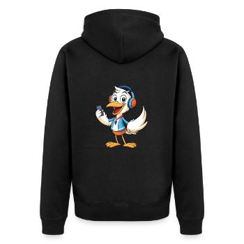 Pelican Funny Cartoon Character Musique de casque - Veste à capuche bio Premium Unisexe - noir - Dos - Nico (187cm)
