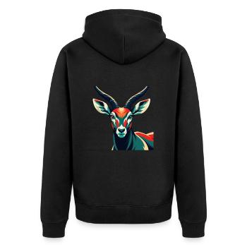 Antilope Zeichentrickfigur Buntes Haustier Tier - Unisex Premium Bio Zip Hoodie - Schwarz - Hinten - Nico (187cm)