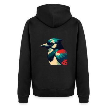 Blue Jay Cartoon Character Colorful Pet Animal - Unisex Premium Organic Zip Hoodie - black - Back - Nico (187cm)