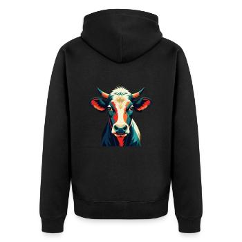 Kuh Cartoon Figur Buntes Haustier Tier - Unisex Premium Bio Zip Hoodie - Schwarz - Hinten - Nico (187cm)