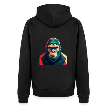 Gorilla Cartoon Figur Buntes Haustier Tier - Unisex Premium Bio Zip Hoodie - Schwarz - Hinten - Nico (187cm)
