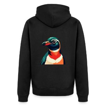 Pingouin Dessin animé Personnage Animal de compagnie coloré - Veste à capuche bio Premium Unisexe - noir - Dos - Nico (187cm)