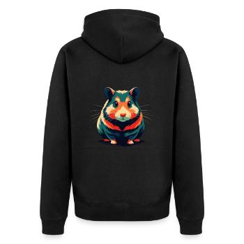 Hamster Cartoon Figur Buntes Haustier Tier - Unisex Premium Bio Zip Hoodie - Schwarz - Hinten - Nico (187cm)