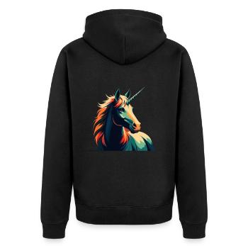 Licorne Dessin animé Personnage Animal de compagnie coloré - Veste à capuche bio Premium Unisexe - noir - Dos - Nico (187cm)
