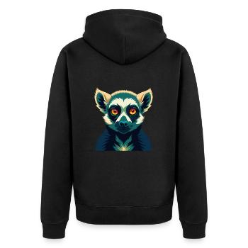 Lemur Cartoon Figur Buntes Haustier Tier - Unisex Premium Bio Zip Hoodie - Schwarz - Hinten - Nico (187cm)