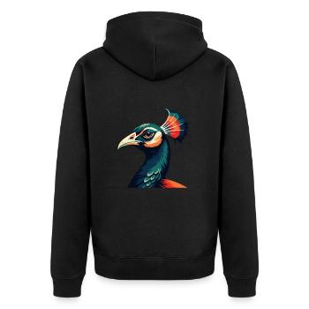 paon dessin animé personnage animal de compagnie coloré - Veste à capuche bio Premium Unisexe - noir - Dos - Nico (187cm)
