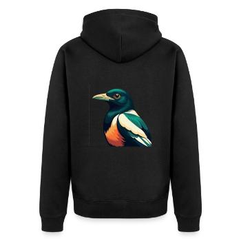 Pie Dessin animé Personnage Animal de compagnie coloré - Veste à capuche bio Premium Unisexe - noir - Dos - Nico (187cm)