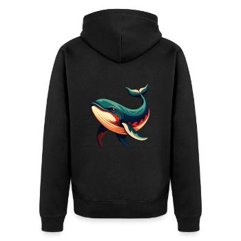 Wal Cartoon Figur Buntes Haustier Tier - Unisex Premium Bio Zip Hoodie - Schwarz - Hinten - Nico (187cm)