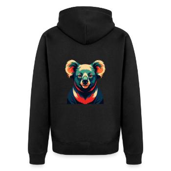 Koala Zeichentrickfigur Buntes Haustier Tier - Unisex Premium Bio Zip Hoodie - Schwarz - Hinten - Nico (187cm)