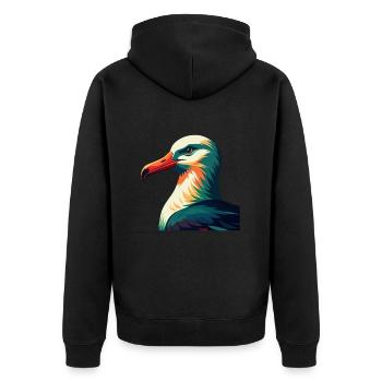 Albatross Zeichentrickfigur Buntes Haustier Tier - Unisex Premium Bio Zip Hoodie - Schwarz - Hinten - Nico (187cm)