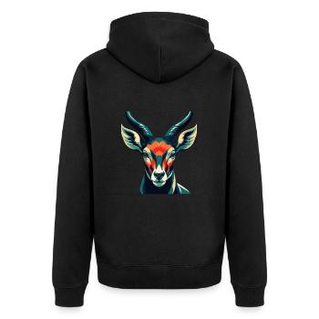 Antilope Zeichentrickfigur Buntes Haustier Tier - Unisex Premium Bio Zip Hoodie - Schwarz - Hinten - Nico (187cm)