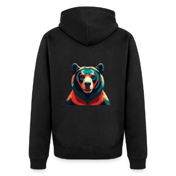 Bär Zeichentrickfigur Buntes Haustier Tier - Unisex Premium Bio Zip Hoodie - Schwarz - Hinten - Nico (187cm)
