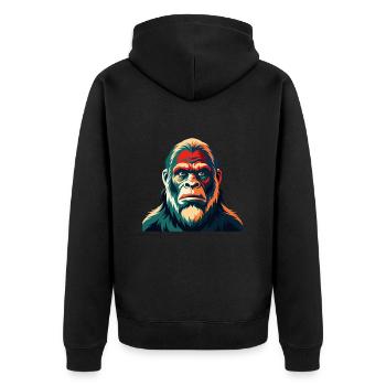 Big Foot Cartoon Figur Buntes Haustier Tier - Unisex Premium Bio Zip Hoodie - Schwarz - Hinten - Nico (187cm)