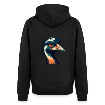 Emu Zeichentrickfigur Buntes Haustier Tier - Unisex Premium Bio Zip Hoodie - Schwarz - Hinten - Nico (187cm)