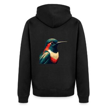 Kolibri Zeichentrickfigur Buntes Haustier Tier - Unisex Premium Bio Zip Hoodie - Schwarz - Hinten - Nico (187cm)