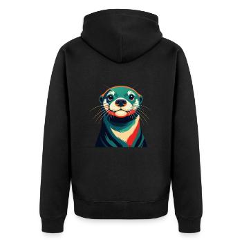 Otter Zeichentrickfigur Buntes Haustier Tier - Unisex Premium Bio Zip Hoodie - Schwarz - Hinten - Nico (187cm)