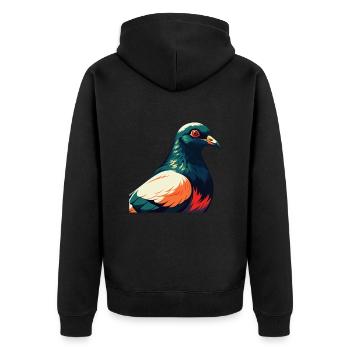Taube Cartoon Figur Buntes Haustier Tier - Unisex Premium Bio Zip Hoodie - Schwarz - Hinten - Nico (187cm)