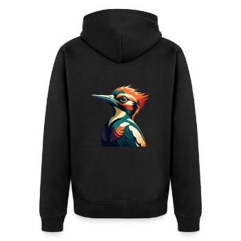 Specht Cartoon Figur Buntes Haustier Tier - Unisex Premium Bio Zip Hoodie - Schwarz - Hinten - Nico (187cm)