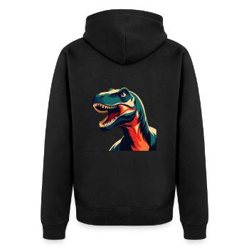 Dinosaurier Cartoon Figur Buntes Haustier Tier - Unisex Premium Bio Zip Hoodie - Schwarz - Hinten - Nico (187cm)