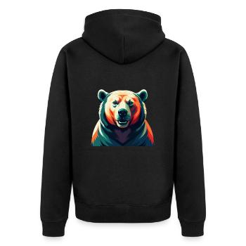Eisbär Zeichentrickfigur Buntes Haustier Tier - Unisex Premium Bio Zip Hoodie - Schwarz - Hinten - Nico (187cm)