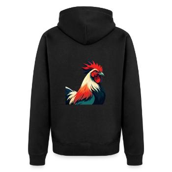 Hahn Cartoon Figur Buntes Haustier Tier - Unisex Premium Bio Zip Hoodie - Schwarz - Hinten - Nico (187cm)
