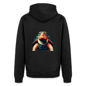 Turtle Cartoon Character Colorful Pet Animal - Unisex Premium Organic Zip Hoodie - black - Back - Nico (187cm)