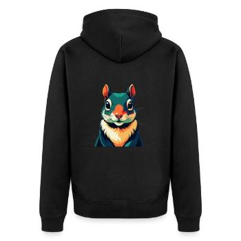 Écureuil Dessin Animé Personnage Animal Coloré Animal De Compagnie - Veste à capuche bio Premium Unisexe - noir - Dos - Nico (187cm)