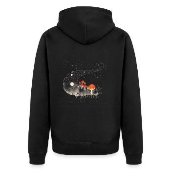 Surreal Caterpillar with Toadstools - Forest Motif - Unisex Premium Organic Zip Hoodie - black - Back - Nico (187cm)