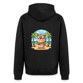 Biber Lustige Cartoon Sommer Strand Sonnenbrille - Unisex Premium Bio Zip Hoodie - Schwarz - Hinten - Nico (187cm)