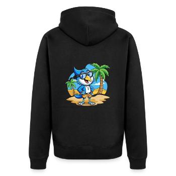 Blue Jay Lustige Cartoon Sommer Strand Sonnenbrille - Unisex Premium Bio Zip Hoodie - Schwarz - Hinten - Nico (187cm)