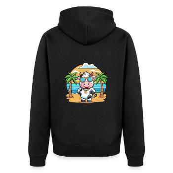 Kuh Lustige Cartoon Sommer Strand Sonnenbrille - Unisex Premium Bio Zip Hoodie - Schwarz - Hinten - Nico (187cm)