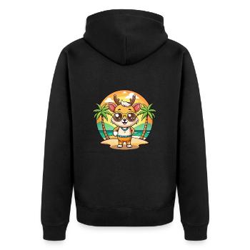 Deer Funny Cartoon Summer Beach Sunglasses - Unisex Premium Organic Zip Hoodie - black - Back - Nico (187cm)