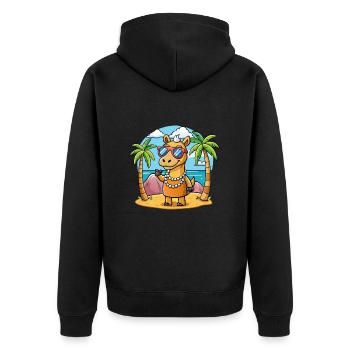 Camel Funny Cartoon Summer Beach Sunglasses - Unisex Premium Organic Zip Hoodie - black - Back - Nico (187cm)