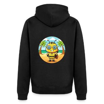 Bee Funny Cartoon Summer Beach Sunglasses - Unisex Premium Organic Zip Hoodie - black - Back - Nico (187cm)