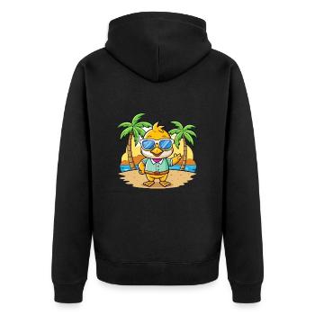 Ente Lustige Cartoon Sommer Strand Sonnenbrille - Unisex Premium Bio Zip Hoodie - Schwarz - Hinten - Nico (187cm)