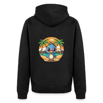 Emu Funny Cartoon Summer Beach Sunglasses - Unisex Premium Organic Zip Hoodie - black - Back - Nico (187cm)